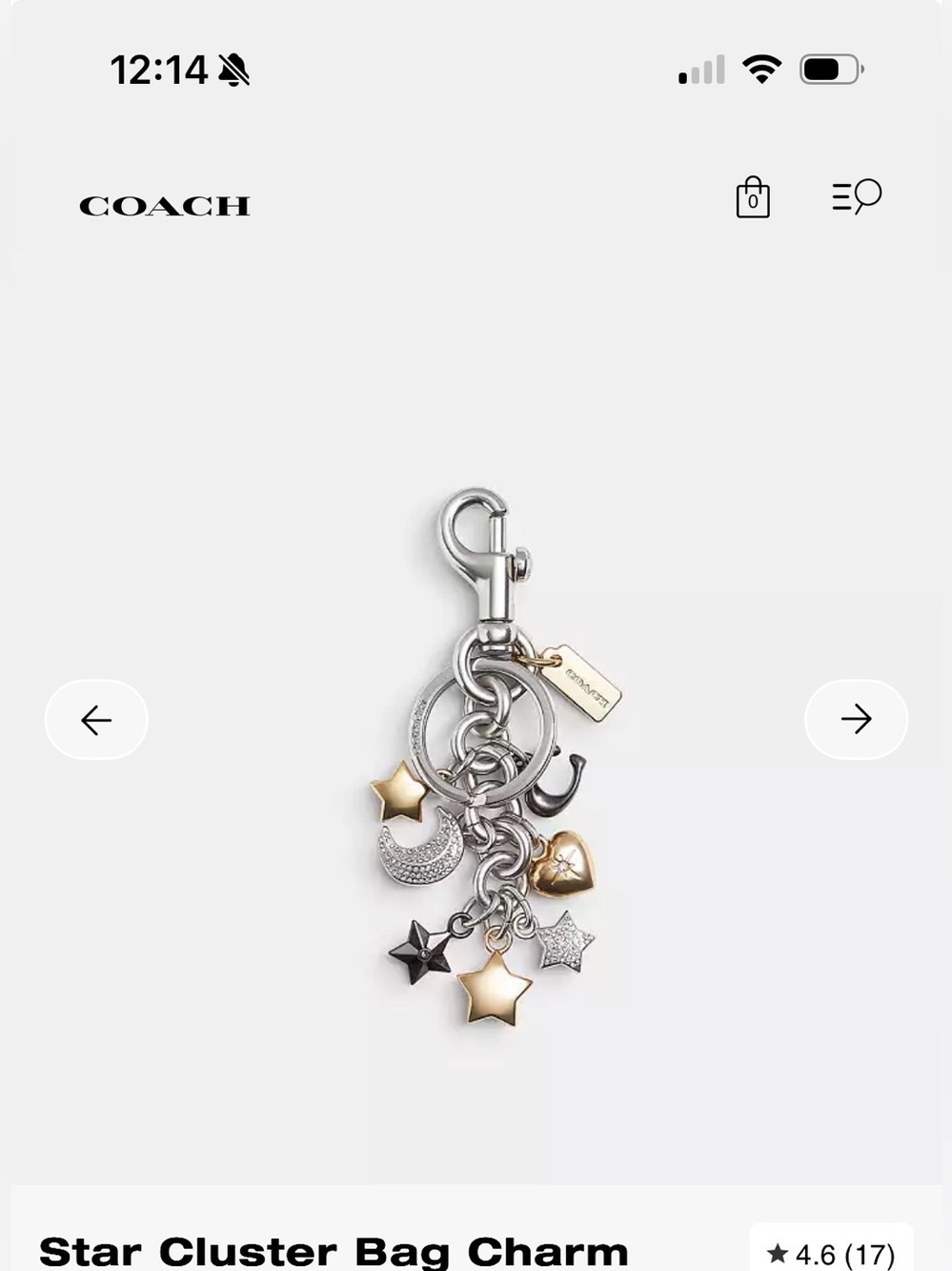 Coach Star Cluster Bag Charm in Mixed Metal